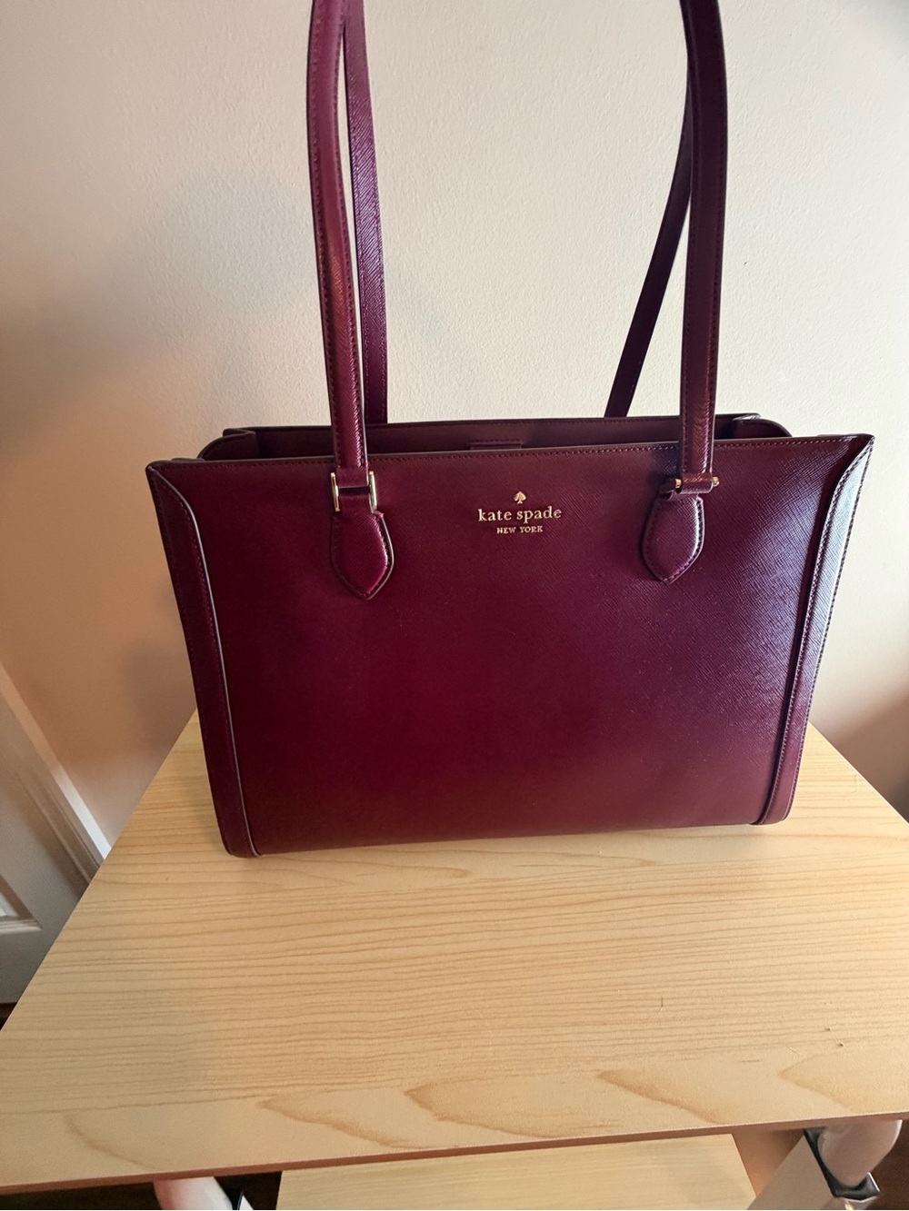 kate spade Burgundy Leather Shoulder Tote